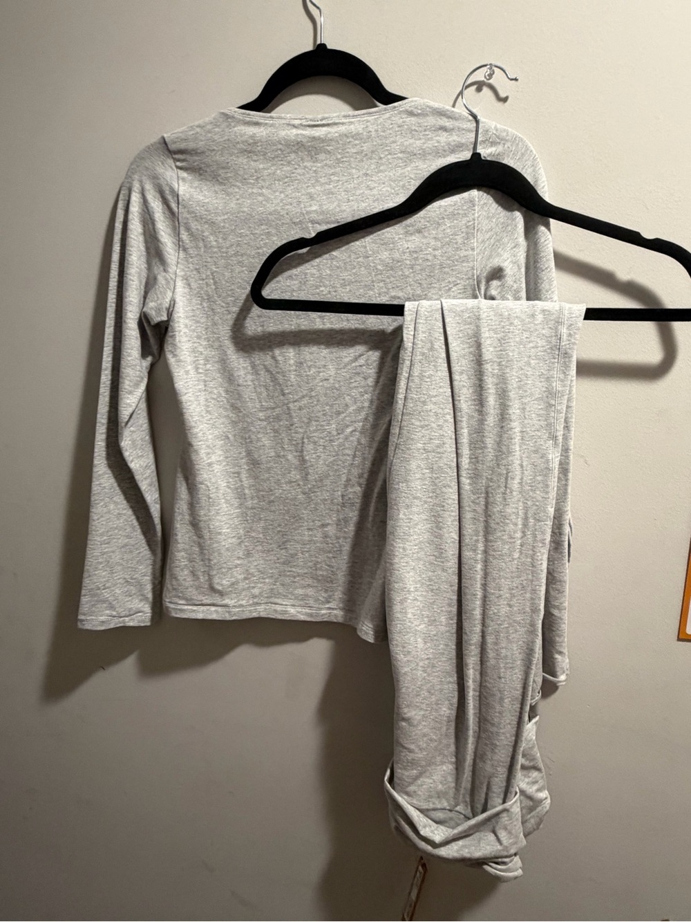 SKIMS Light Heather Grey Scoop Neck Long Sleeve Top +Matching Foldover pants Set